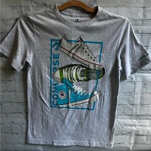 Boys Converse Gray T-Shirt with Sneaker Graphic
